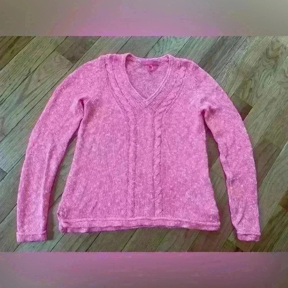 Lilly Pulitzer Sweaters - Lilly Pulitzer Kovette Sweater Coral Sands Pink Marl V-Neck Pullover Womens Sz S